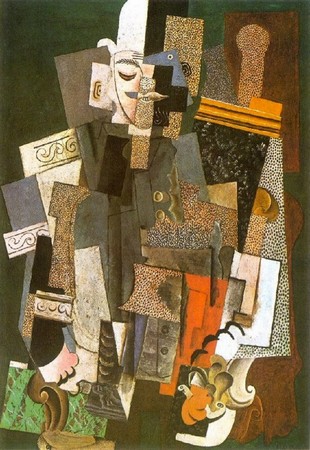P. Picasso - Homme dans un chapeau melon assis dans un fauteuil (1915) - The Art Institute of Chicago